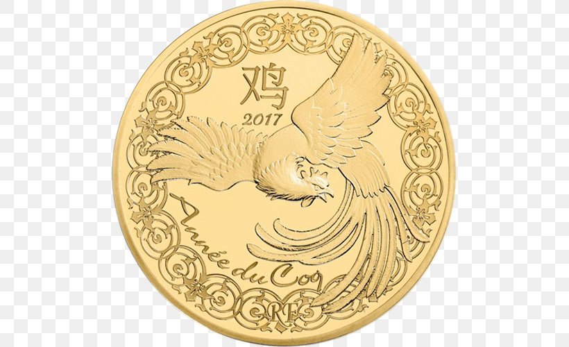 Monnaie De Paris Coin Money Numismatics Gold, PNG, 500x500px, 10 Euro Note, Monnaie De Paris, Bird, Chicken, Chinese Astrology Download Free