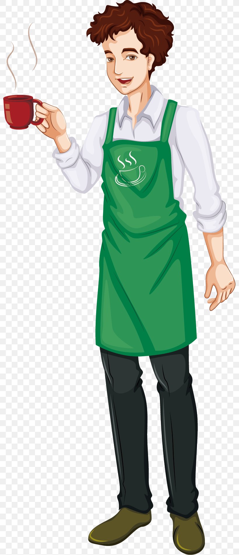 Cafe Drawing Waiter Illustration, PNG, 797x1902px, Watercolor, Cartoon, Flower, Frame, Heart Download Free