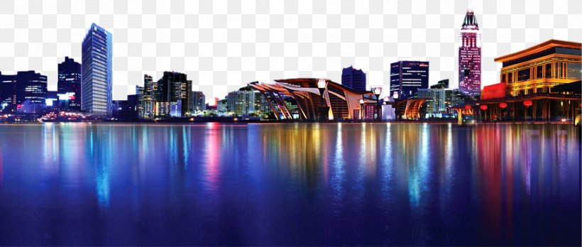 Shanghai Nightscape City, PNG, 910x387px, Shanghai, Building, City, Cityscape, Downtown Download Free