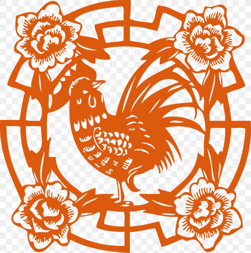 Papercutting Chinese New Year Chinese Zodiac Rooster, PNG, 1136x1146px, Papercutting, Area, Art, Artwork, Beak Download Free