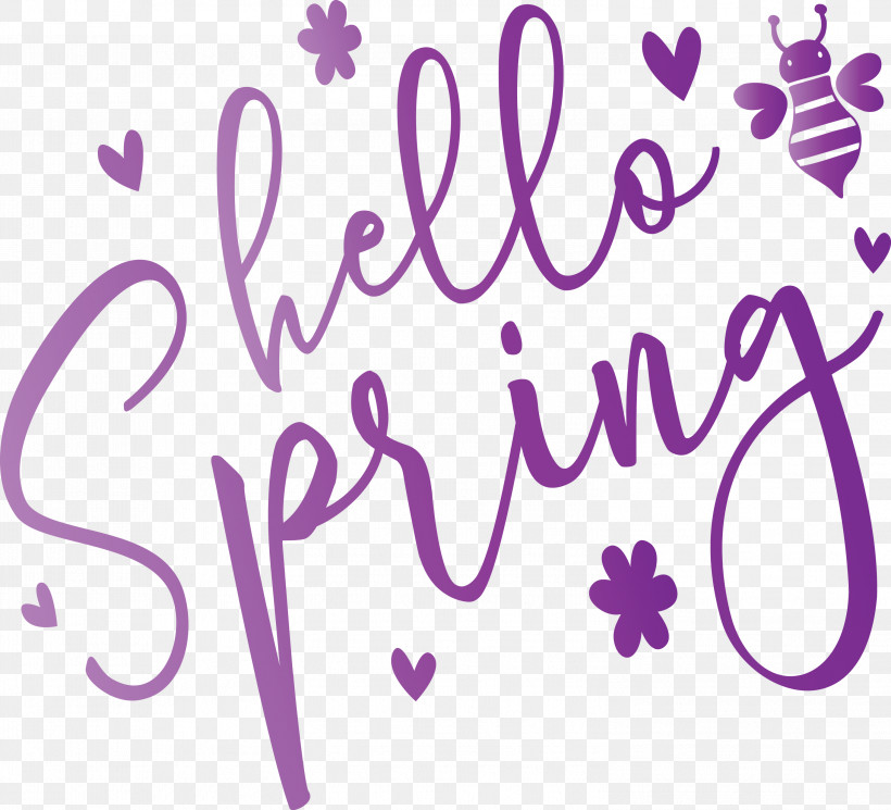 Hello Spring Spring, PNG, 2999x2728px, Hello Spring, Calligraphy, Magenta, Pink, Purple Download Free