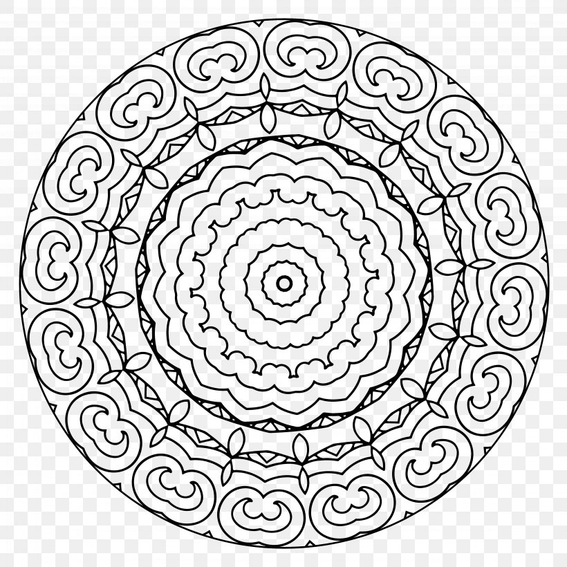 Circle Line Art Symmetry Point Pattern, PNG, 4500x4500px, Line Art, Area, Black And White, Drawing, Monochrome Download Free