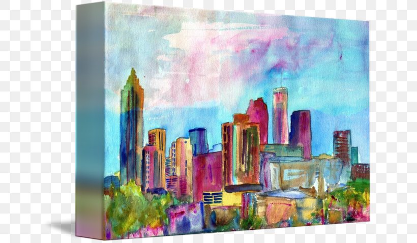 Skyline Watercolor Painting Modern Art Atlanta Still Life, PNG, 650x478px, Skyline, Abstract Art, Acrylic Paint, Art, Artwork Download Free