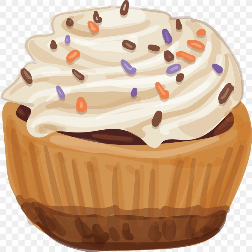 Cupcake Cream Watercolor Painting, PNG, 4308x4310px, Cupcake, Artworks, Baking Cup, Buttercream, Cake Download Free