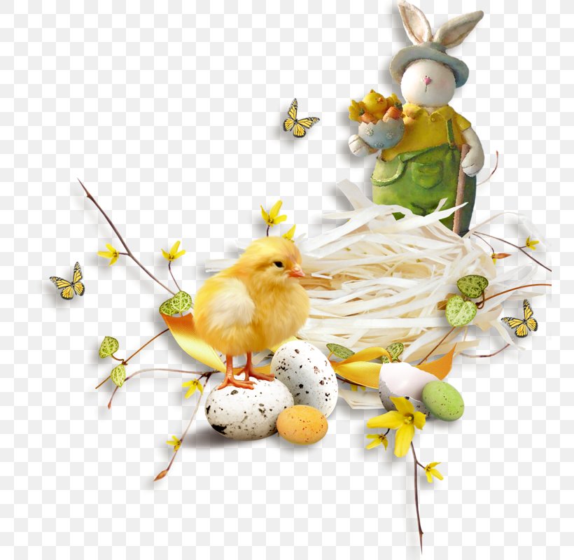 Easter Bunny Rabbit Clip Art, PNG, 756x800px, Easter Bunny, Bird, Branch, Computer Cluster, Easter Download Free