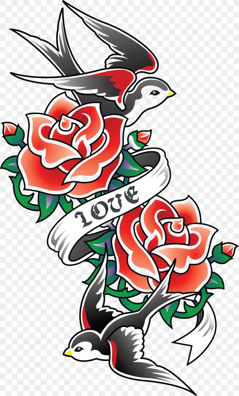 Old School (tattoo) Rose Swallow Tattoo Sleeve Tattoo, PNG, 1200x1986px, Tattoo, Art, Artwork, Black Rose, Fictional Character Download Free