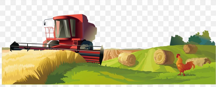 Agriculture Photography Illustration, PNG, 3600x1450px, Agriculture, Brand, Combine Harvester, Farm, Grass Download Free
