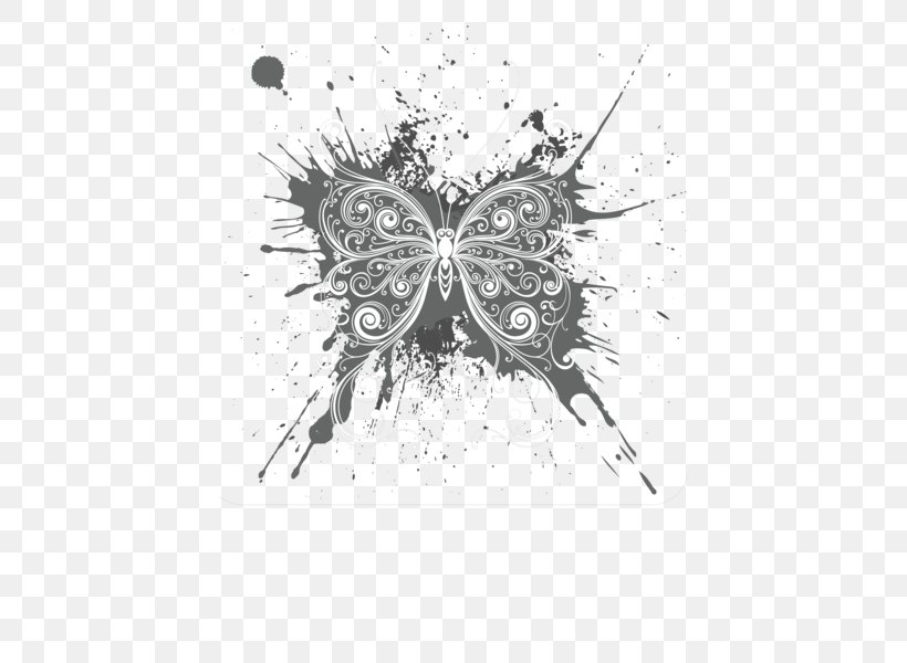 Butterfly Ink, PNG, 424x600px, Butterfly, Artwork, Black And White, Butterflies And Moths, Drawing Download Free
