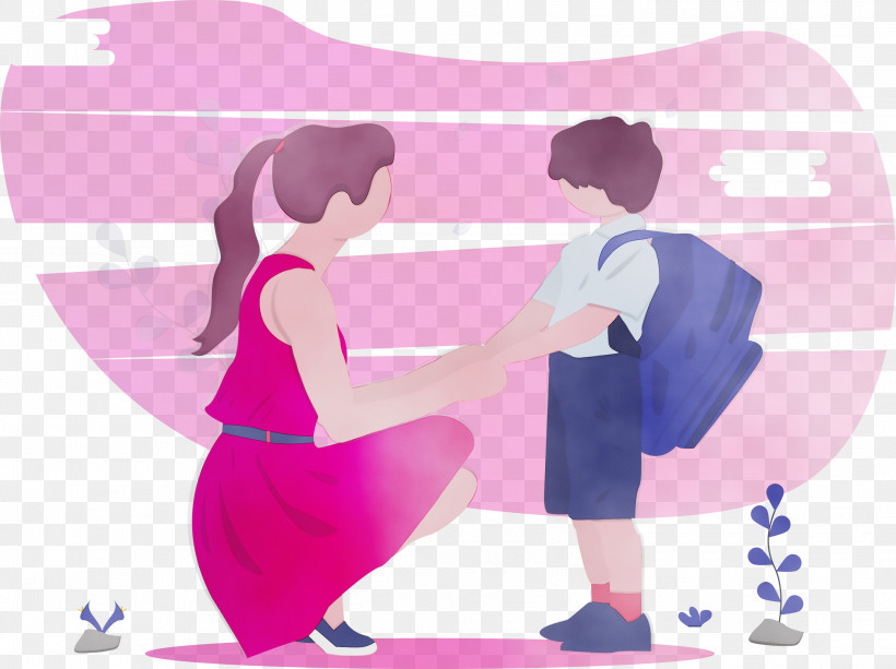 Pink Cartoon Love Gesture Magenta, PNG, 2999x2244px, Back To School, Boy, Cartoon, Gesture, Love Download Free