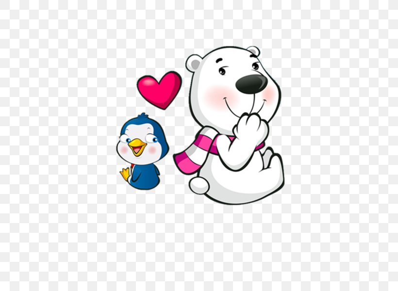 Polar Bear Penguin Cartoon, PNG, 450x600px, Watercolor, Cartoon, Flower, Frame, Heart Download Free
