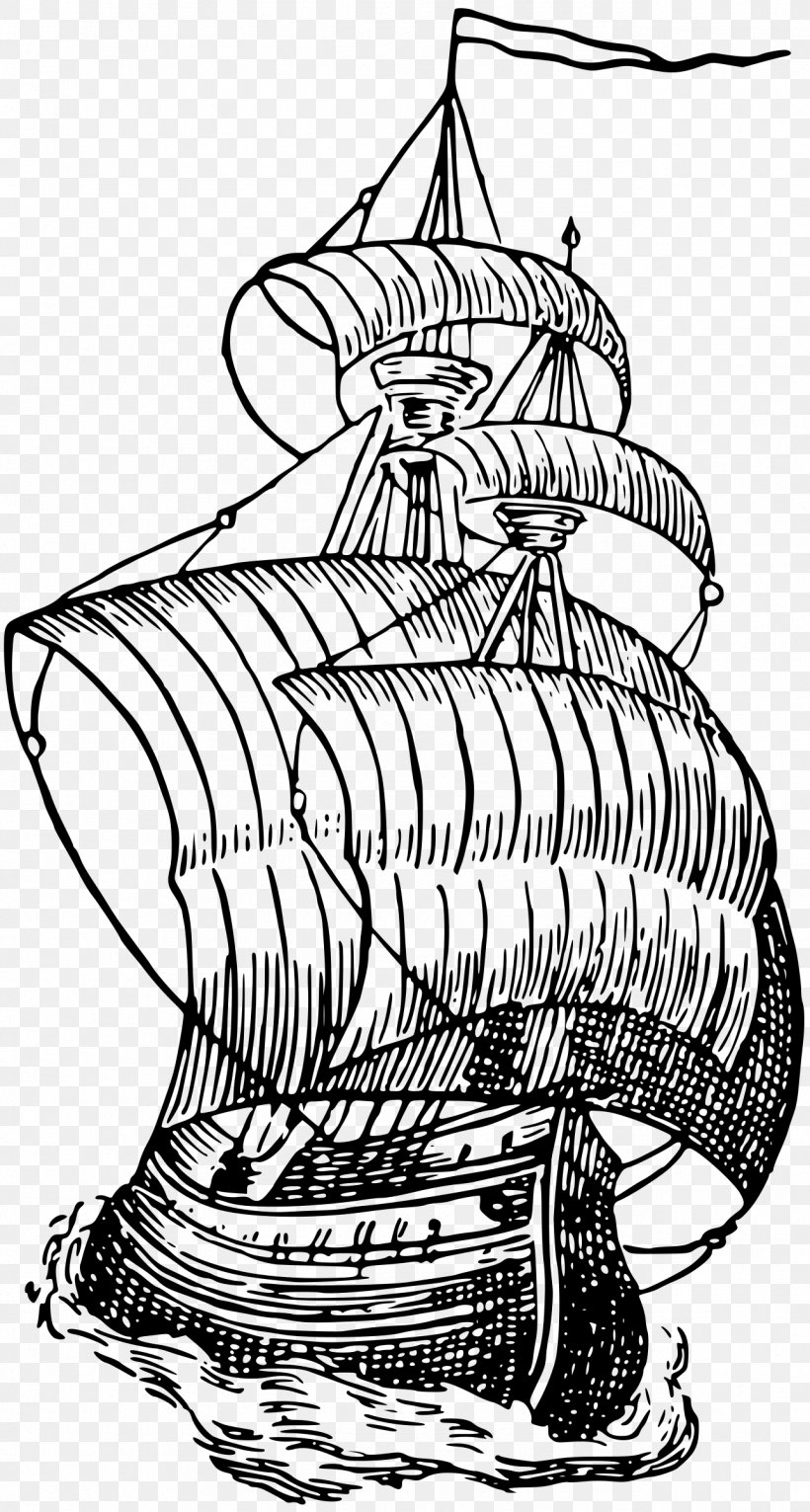 Sailing Ship, PNG, 1285x2400px, Sailing Ship, Artwork, Black And White, Boat, Caravel Download Free