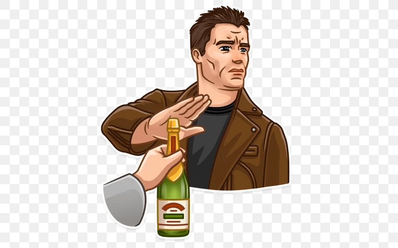 The Terminator Telegram Sticker VKontakte Bottle, PNG, 512x512px, Terminator, Behavior, Bottle, Cartoon, Drinkware Download Free
