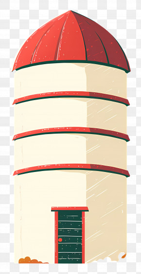 Old Silo - Tall Silo With Red Roof On A Farm PNG