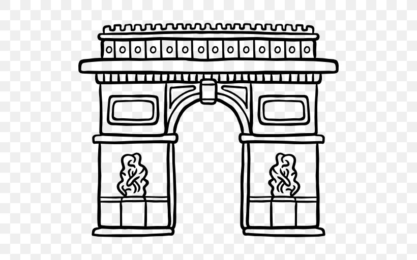 Arc De Triomphe Place De La Concorde Triumphal Arch, PNG, 512x512px, Arc De Triomphe, Area, Black And White, Drawing, Furniture Download Free