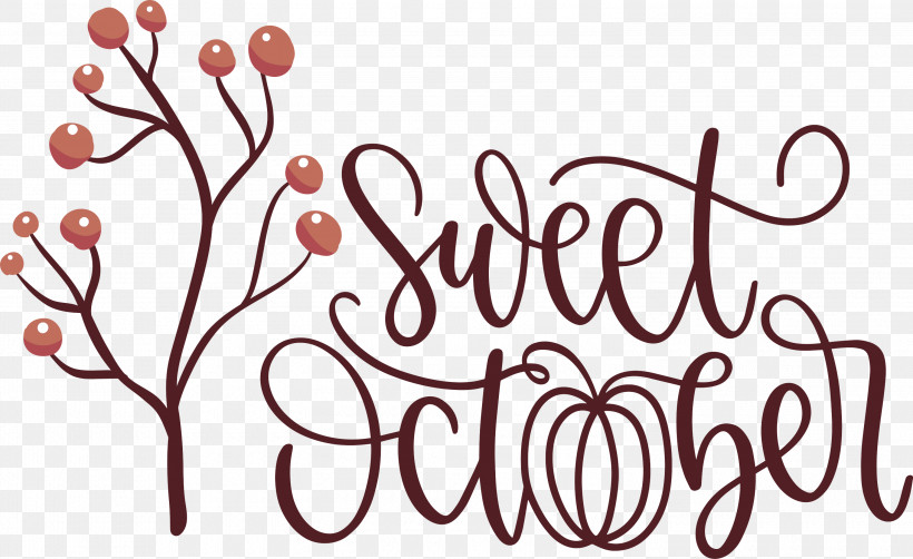 Sweet October October Fall, PNG, 3000x1840px, October, Autumn, Biology, Branching, Calligraphy Download Free