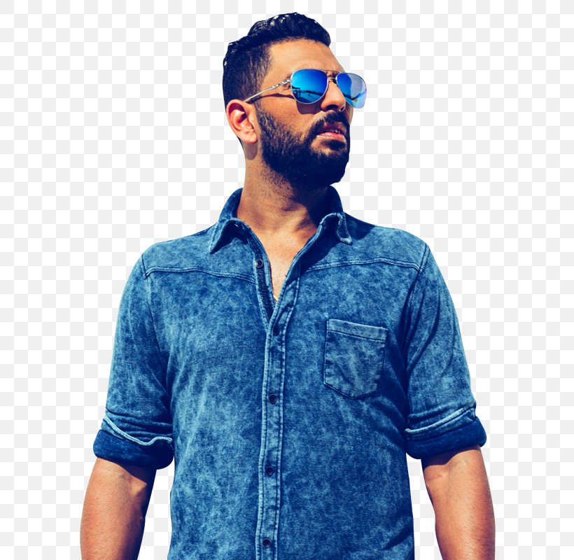 Yuvraj Singh YouWeCan Denim Dress Shirt T-shirt, PNG, 600x800px, Yuvraj Singh, All Rights Reserved, Beard, Blue, Cool Download Free