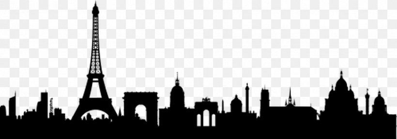 Paris Skyline Silhouette Mural Wall Decal, PNG, 868x304px, Paris, Black And White, Building, City, Cityscape Download Free