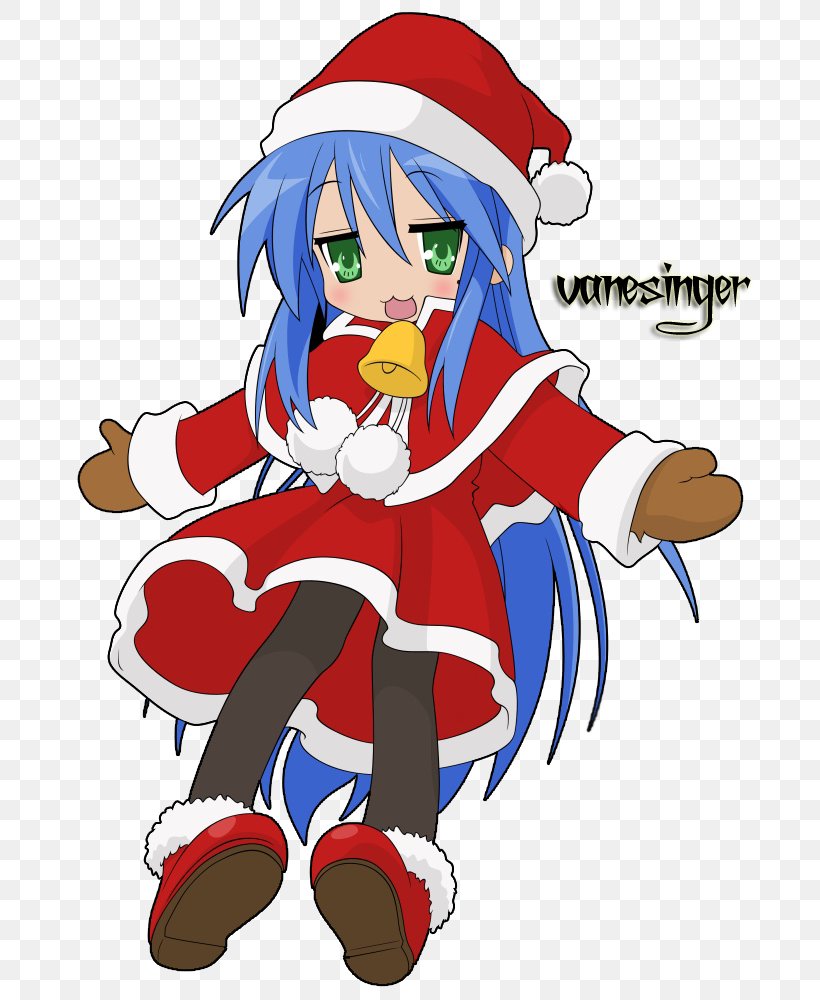 Konata Izumi Lucky Star Christmas Character, PNG, 703x1000px, Watercolor, Cartoon, Flower, Frame, Heart Download Free