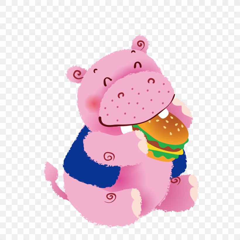 Hippopotamus Clip Art, PNG, 1500x1500px, Hippopotamus, Cartoon, Eating, Livestock, Magenta Download Free