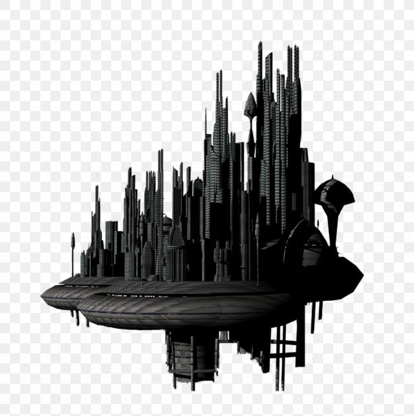 Science Fiction Clip Art, PNG, 1344x1352px, Science Fiction, Black And White, Building, Dystopia, Monochrome Download Free