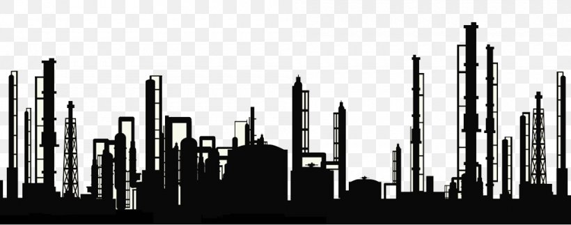Oil Refinery Silhouette, PNG, 1000x394px, Oil Refinery, Black And White, Chemical Industry, City, Factory Download Free