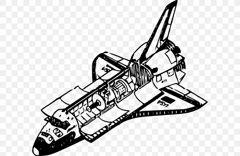 Spacecraft Outer Space Clip Art, PNG, 600x533px, Spacecraft, Aircraft, Airplane, Astronaut, Black And White Download Free