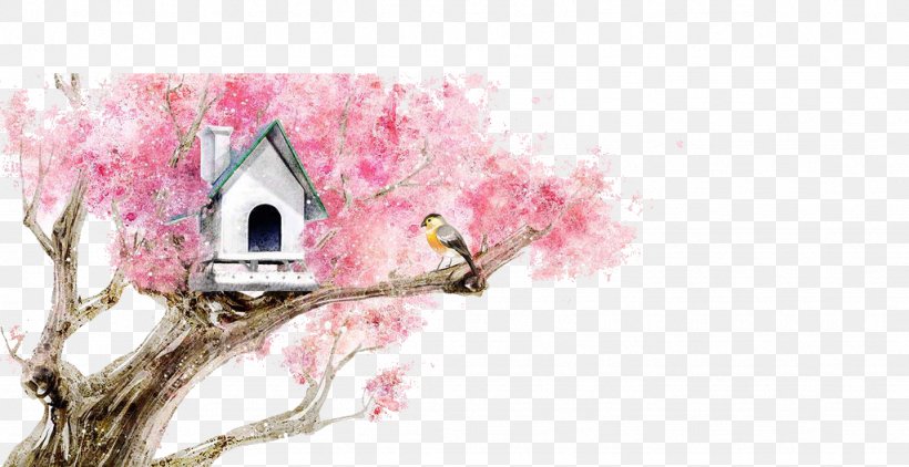 Bird Comics Watercolor Painting Illustration, PNG, 1024x528px, Bird, Animation, Art, Branch, Cartoon Download Free