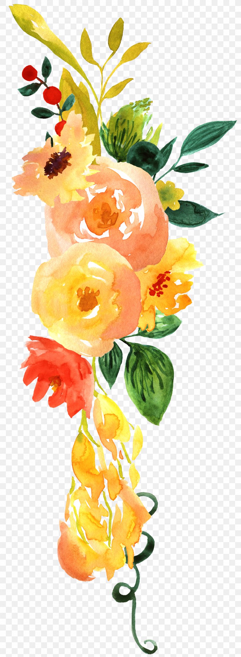 Watercolor Painting Clip Art Image, PNG, 1305x3550px, Watercolor Painting, Art, Artificial Flower, Canvas, Cut Flowers Download Free