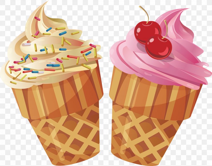 Ice Cream Cone Waffle Illustration, PNG, 2173x1702px, Ice Cream, Baking Cup, Cream, Cupcake, Dairy Product Download Free