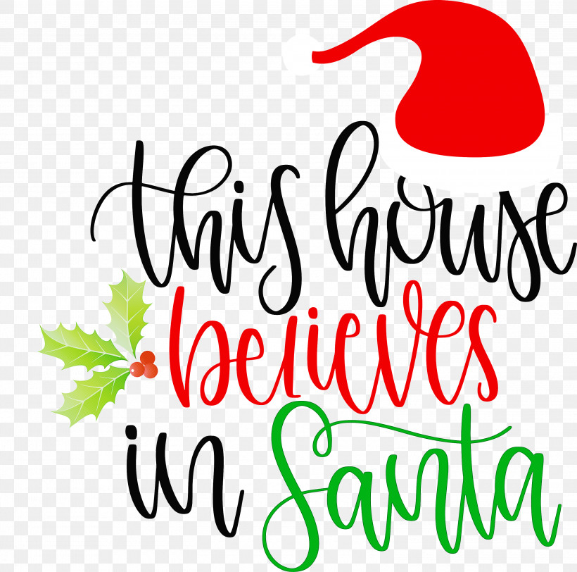 This House Believes In Santa Santa, PNG, 3000x2974px, This House Believes In Santa, Flora, Floral Design, Leaf, Line Download Free