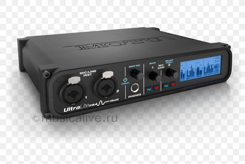 MOTU UltraLite-mk4 Audio USB Mark Of The Unicorn Interface, PNG, 800x550px, Motu Ultralitemk4, Audio, Audio Equipment, Audio Mixers, Audio Receiver Download Free