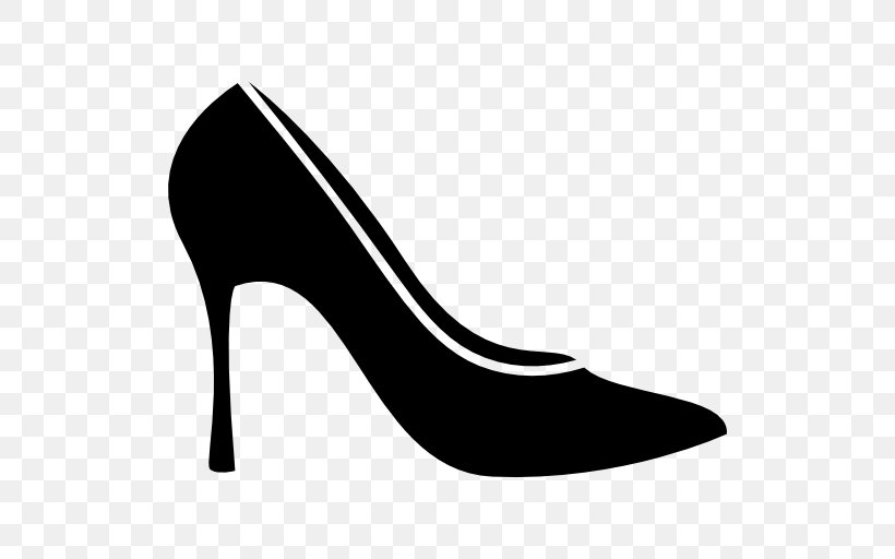 Stiletto Heel High-heeled Shoe Clip Art, PNG, 512x512px, Stiletto Heel, Basic Pump, Black, Black And White, Clothing Download Free