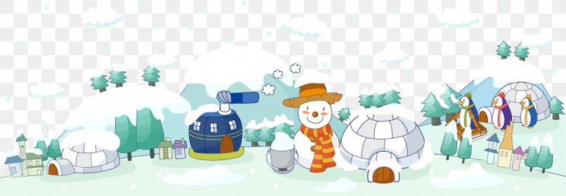 Igloo Snowman Illustration, PNG, 3488x1211px, Igloo, Art, Cartoon, Child, Comics Download Free