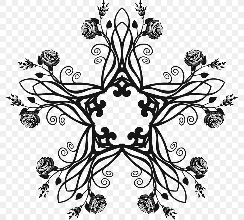 Black And White Visual Arts Clip Art, PNG, 778x741px, Black And White, Black, Branch, Flora, Flower Download Free