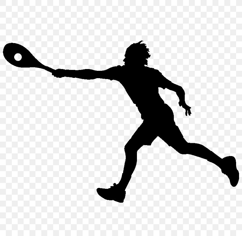 Tennis Player Racket Silhouette Sticker, PNG, 800x800px, Tennis, Black, Black And White, Footwear, Forehand Download Free