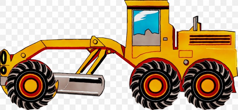 Tractor Construction Equipment Vehicle Bulldozer Toy, PNG, 2362x1094px, Watercolor, Bulldozer, Construction Equipment, Paint, Toy Download Free