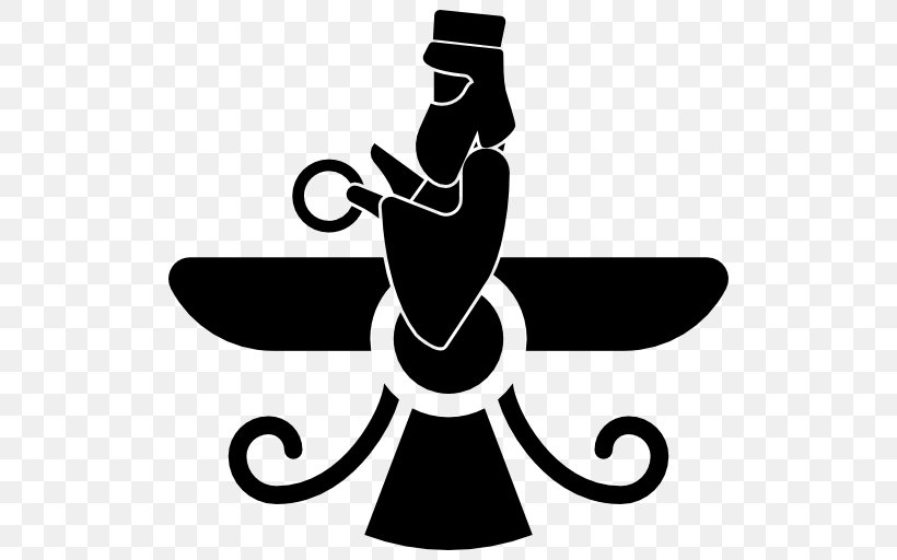 Religious Symbol Faravahar Zoroastrianism Religion, PNG, 512x512px, Symbol, Adherentscom, Artwork, Black And White, Buddhism Download Free