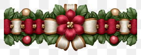 Christmas Ribbon Border - Red And Gold Christmas Garland PNG