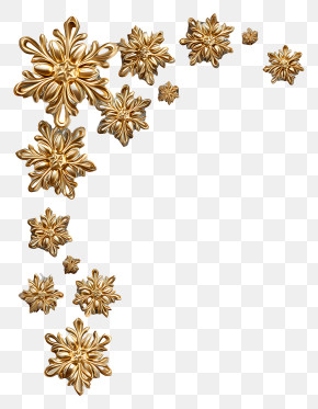 Snow Flake Corner - Golden Snowflake Corner Ornament PNG