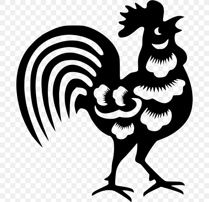 Chinese New Year Rooster Chinese Calendar Chinese Zodiac, PNG, 692x794px, Chinese New Year, Artwork, Beak, Bird, Black And White Download Free