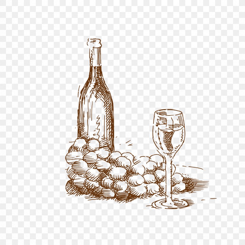 White Wine Common Grape Vine Drawing, PNG, 2362x2362px, White Wine, Barware, Bottle, Champagne, Common Grape Vine Download Free