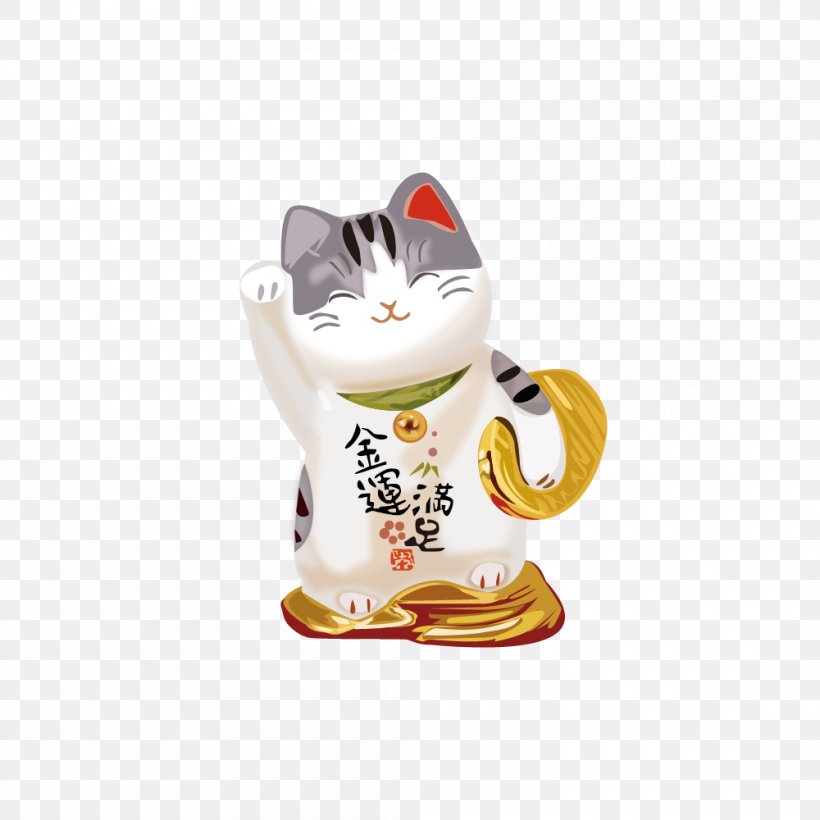 Cat Maneki-neko T-shirt Wall Decal Wallpaper, PNG, 1000x1000px, Cat, Cat Like Mammal, Ceramic, Chinese New Year, Coffee Cup Download Free