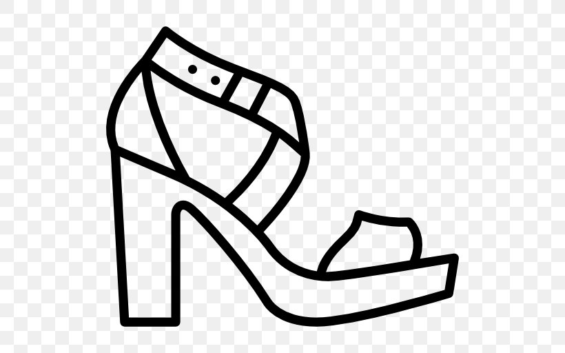 Sandal Platform Shoe Boot Clip Art, PNG, 512x512px, Sandal, Area, Artwork, Black, Black And White Download Free