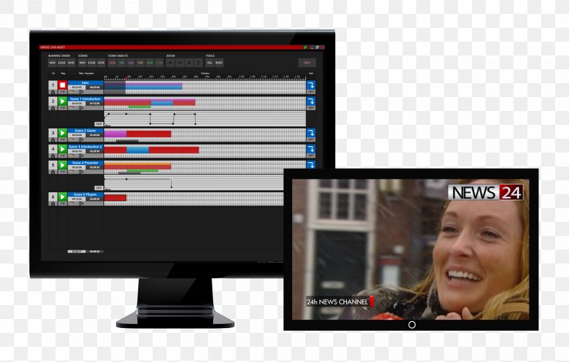 Computer Monitors Computer Software User Interface ChyronHego Corporation, PNG, 2545x1621px, Computer Monitors, Advertising, Application Programming Interface, Broadcasting, Chyronhego Corporation Download Free