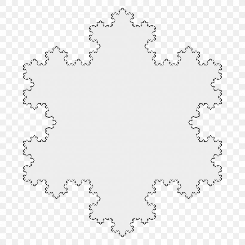 Koch Snowflake Fractal Iteration Curve, PNG, 1000x1000px, Koch Snowflake, Area, Black, Black And White, Border Download Free