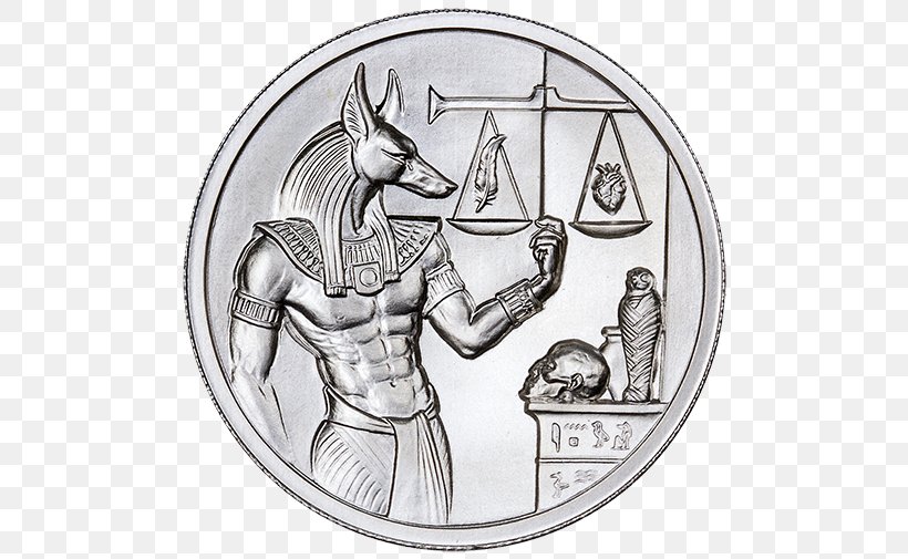Anubis Silver Troy Weight Drawing Obverse And Reverse, PNG, 504x505px, Anubis, Ancient Egyptian Deities, Art, Black And White, Bullion Download Free