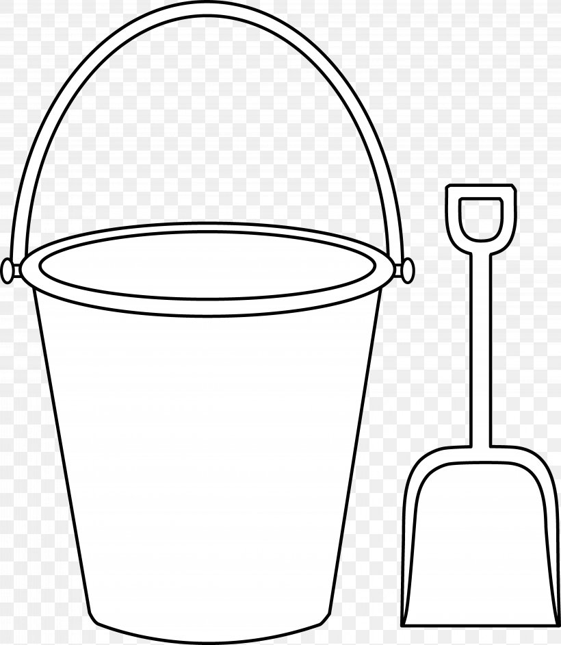 Bucket Coloring Book Sand Shovel Clip Art, PNG, 5849x6721px, Bucket, Area, Bathroom Accessory, Beach, Black And White Download Free