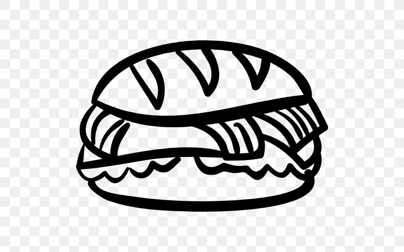 Hamburger Toast Sandwich Taco Fast Food Hot Dog, PNG, 512x512px, Hamburger, Black, Black And White, Bread, Fast Food Download Free