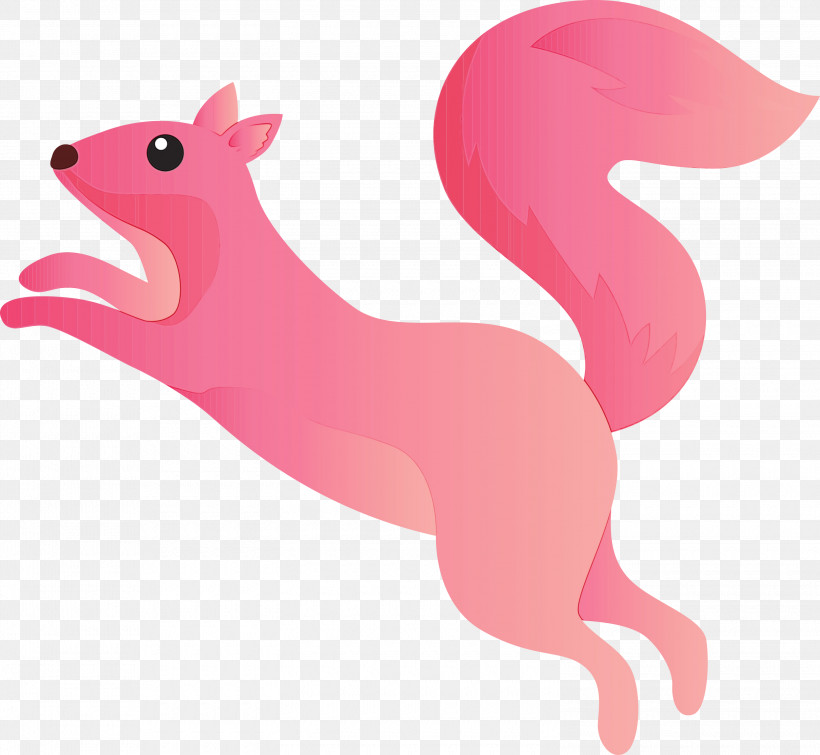 Pink Squirrel Cartoon Tail Animal Figure, PNG, 3000x2763px, Watercolor Squirrel, Animal Figure, Cartoon, Paint, Pink Download Free