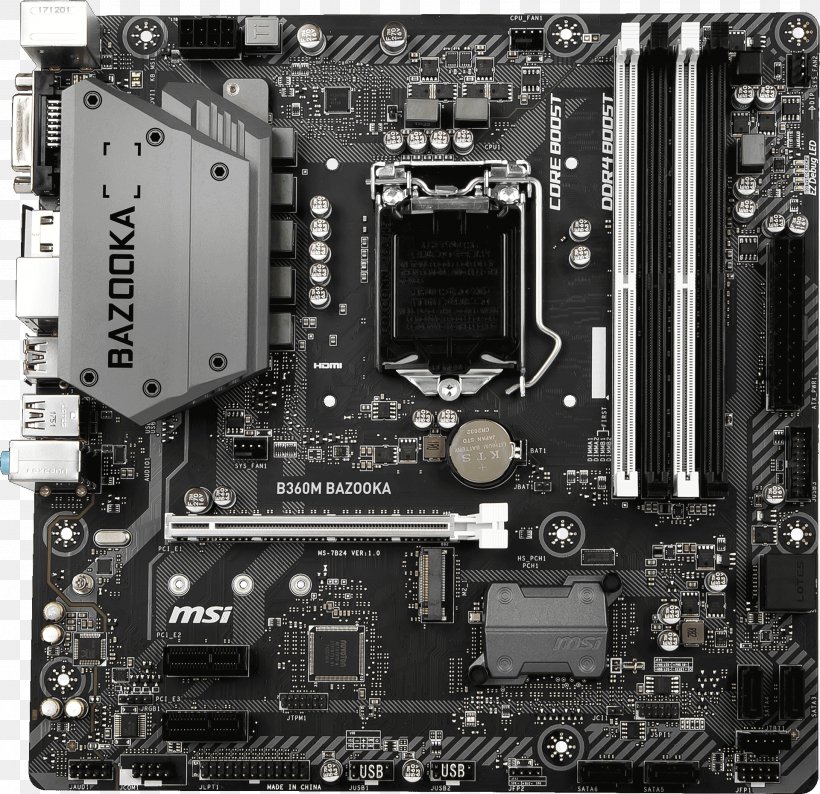 Intel LGA 1151 MicroATX MSI B360M BAZOOKA CPU Socket, PNG, 1920x1861px, Intel, Atx, Computer Component, Computer Hardware, Cpu Download Free